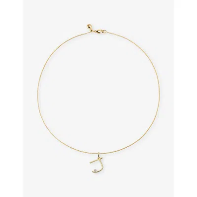 Monica Vinader Womens Initial J 18ct Yellow Gold Vermeil And 0.035ct Lab-grown Diamond Pendant Necklac In Purple