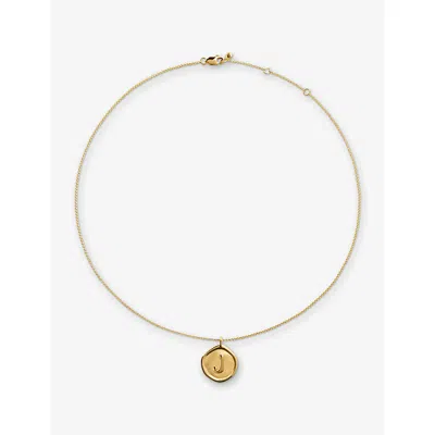Monica Vinader Womens Initial J Stamp 18ct Yellow Gold Vermeil Necklac