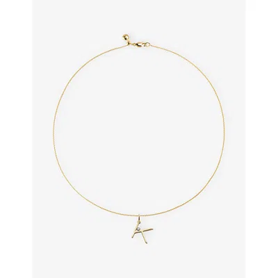 Monica Vinader Womens Initial K 18ct Yellow Gold Vermeil And 0.035ct Lab-grown Diamond Pendant Necklac In White