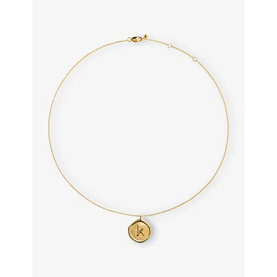 Monica Vinader Womens Initial K Stamp 18ct Yellow Gold Vermeil Necklac