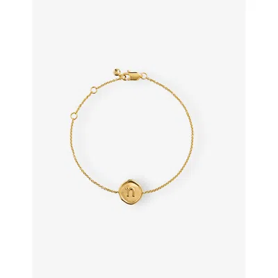 Monica Vinader Womens Initial N Stamp 18ct Yellow Gold Vermeil Bracelet