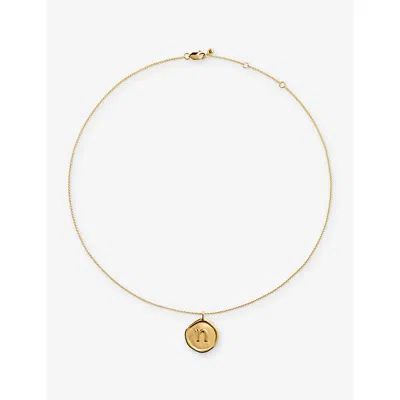 Monica Vinader Womens Initial N Stamp 18ct Yellow Gold Vermeil Necklac