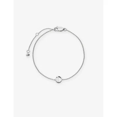 Monica Vinader Womens  Initial O Sterling-silver Bracelet In White