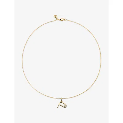 Monica Vinader Womens Initial P 18ct Yellow Gold Vermeil And 0.035ct Lab-grown Diamond Pendant Necklac