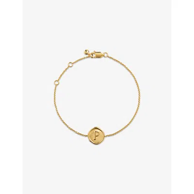 Monica Vinader Womens Initial P Stamp 18ct Yellow-gold Vermeil Bracelet
