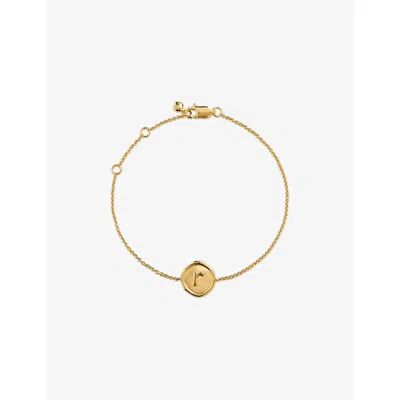 Monica Vinader Womens Initial R Stamp 18ct Yellow Gold Vermeil Bracelet