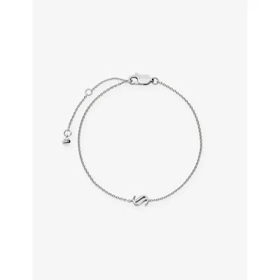 Monica Vinader Womens  Initial S Sterling-silver Bracelet In Green