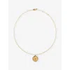 Monica Vinader Womens Initial T Stamp 18ct Yellow Gold Vermeil Necklac In Gold