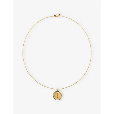 Monica Vinader Womens Initial T Stamp 18ct Yellow Gold Vermeil Necklac