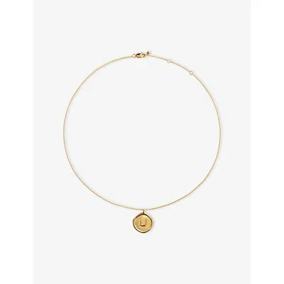 Monica Vinader Womens Initial U Stamp 18ct Yellow Gold Vermeil Chain Necklac