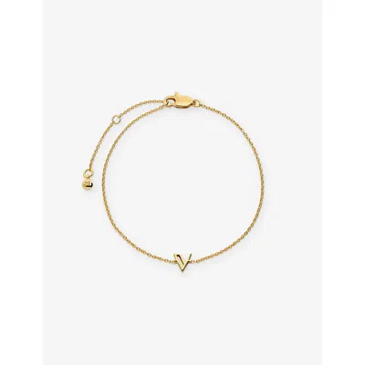Monica Vinader Womens Initial V 18ct Yellow Gold Vermeil Bracelet