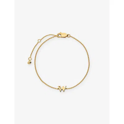 Monica Vinader Womens  Initial W 18ct Yellow Gold Vermeil Bracelet