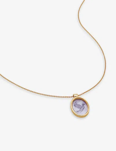Monica Vinader Womens Yellow Gold Intaglio Dove 18ct Yellow Gold-plated Vermeil Sterling-silver Pend