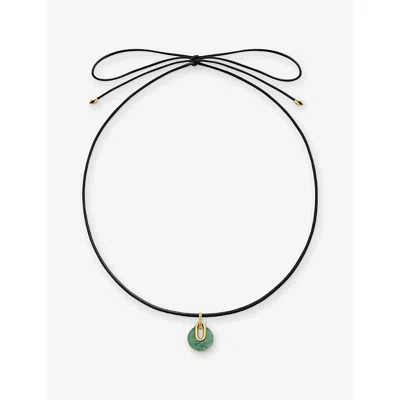 Monica Vinader Womens Kate Young Gemstone 18ct Yellow Gold Vermeil And Aventurine Cord Necklac In Black