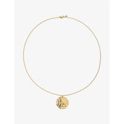 Monica Vinader Womens Libra Zodiac 18ct Yellow Gold Vermeil Pendant Necklac