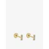 Monica Vinader Womens Linear Diamond Flat Back Piercing 14ct Gold And 0.081ct Diamond Stud Earrings In Gold
