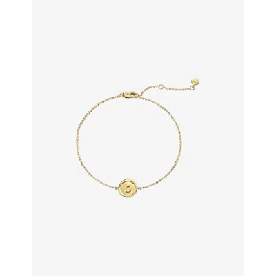 Monica Vinader Womens Mini Initial B Stamp 14ct Yellow-gold Bracelet