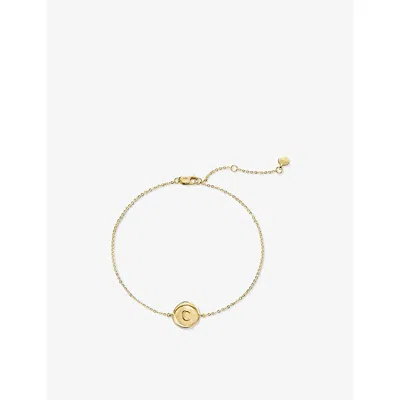 Monica Vinader Womens Mini Initial C Stamp 14ct Yellow-gold Bracelet