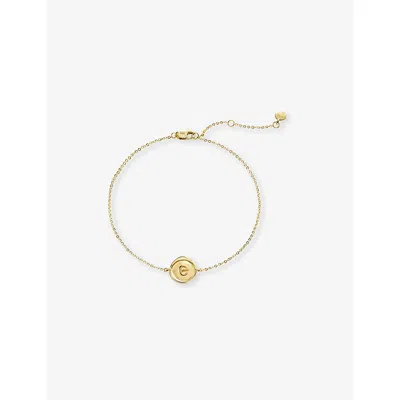 Monica Vinader Womens Mini Initial E Stamp 14ct Yellow-gold Bracelet