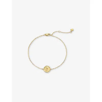 Monica Vinader Womens Mini Initial F Stamp 14ct Yellow-gold Bracelet