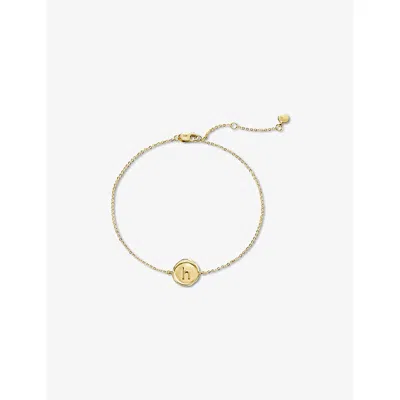 Monica Vinader Womens Mini Initial H Stamp 14ct Yellow-gold Bracelet