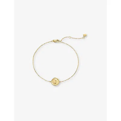 Monica Vinader Womens Mini Initial J Stamp 14ct Yellow-gold Bracelet