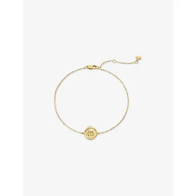 Monica Vinader Womens Mini Initial M Stamp 14ct Yellow-gold Bracelet