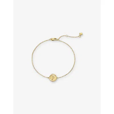 Monica Vinader Womens  Mini Initial P Stamp 14ct Yellow-gold Bracelet