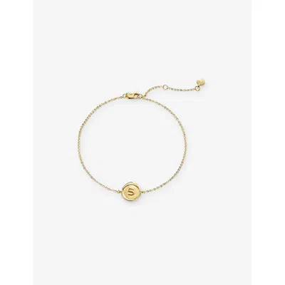 Monica Vinader Womens Mini Initial S Stamp 14ct Yellow-gold Bracelet