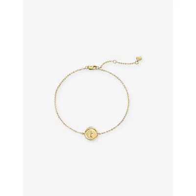 Monica Vinader Womens  Mini Initial T Stamp 14ct Yellow-gold Bracelet