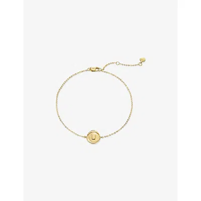 Monica Vinader Womens Mini Initial U Stamp 14ct Solid-gold Chain Bracelet