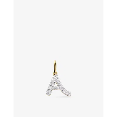 Monica Vinader Womens A Letter 14ct Yellow-gold And Lab-grown Diamond Charm Yellow Gold