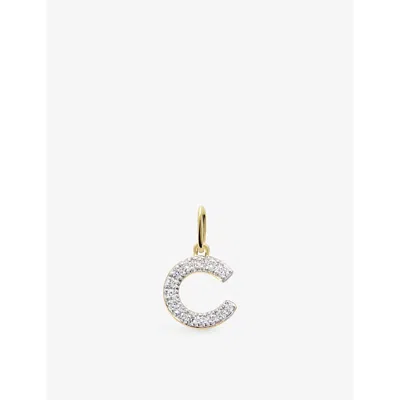 Monica Vinader Womens C Letter 14ct Yellow-gold And Lab-grown Diamond Charm Yellow Gold