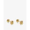 Monica Vinader Womens Clover 14ct Solid-gold Single Labret Earring Yellow Gold In Yellow Gold