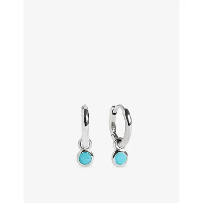 Monica Vinader Womens  December Birthstone Sterling-silver And Turquoise Huggie Earrings