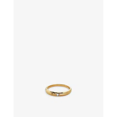 Monica Vinader Womens  Deia Mini 18ct Yellow Gold-plated Vermeil Sterling-silver And 0.006ct Lab-grow