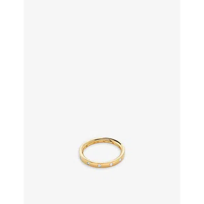 MONICA VINADER WOMENS FIJI GEM 18CT YELLOW GOLD-PLATED VERMEIL AND 0.18CT BRILLIANT-CUT LAB-GROWN DIAMOND RING