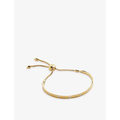 MONICA VINADER WOMENS FIJI GEM 18CT YELLOW GOLD-PLATED VERMEIL STERLING-SILVER AND 0.042CT LAB-GROWN DIAMOND BRACEL