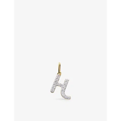 Monica Vinader Gold Diamond Initial H Pendant Lab Grown Diamond In 14k Solid Gold