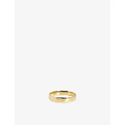 Monica Vinader Womens  Hammered Wide 14ct Yellow-gold Band Ring