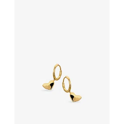 Monica Vinader Womens  Heart Drop 18ct Yellow Gold-plated Vermeil Sterling-silver Huggie Earrings