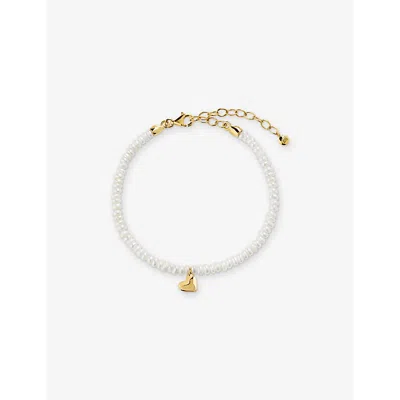 Monica Vinader Womens Heart Mini 18ct Yellow Gold-plated Vermeil Sterling-silver Pearl Bracelet