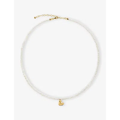 Monica Vinader Womens Heart Mini 18ct Yellow Gold-plated Vermeil Sterling-silver Pearl Necklac