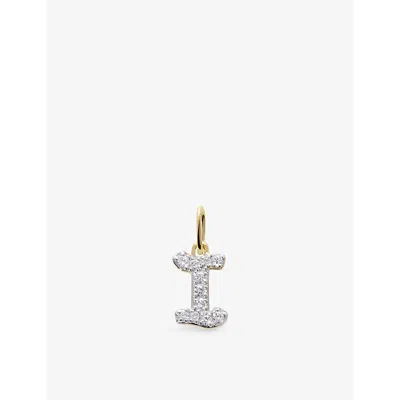 MONICA VINADER WOMENS YELLOW GOLD I LETTER 14CT YELLOW-GOLD AND LAB-GROWN DIAMOND CHARM