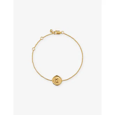 Monica Vinader Womens Initial-d Stamp 18ct Yellow Gold-vermeil Chain Bracelet