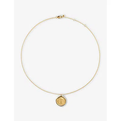 Monica Vinader Womens Initial I Stamp 18ct Yellow Gold Vermeil Chain Necklac