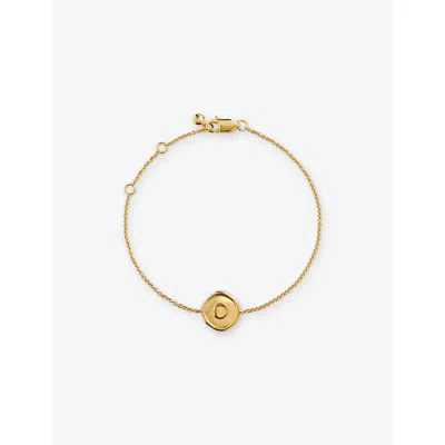 Monica Vinader Womens Initial-o Stamp 18ct Yellow Gold-vermeil Chain Bracelet