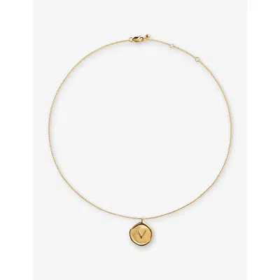 Monica Vinader Womens Initial-p Stamp 18ct Yellow Gold-vermeil Chain Necklac