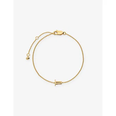 Monica Vinader Womens Initial T 18ct Yellow Gold Vermeil Bracelet