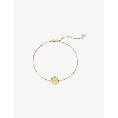 Monica Vinader Womens Initial-v Stamp 18ct Yellow Gold-vermeil Chain Bracelet